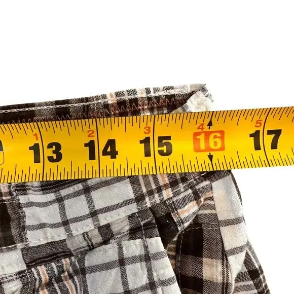 Vtg Mens Y2K Patchwork brown Plaid longer Shorts 100% cotton sz 32 skater grunge - Picture 9 of 9